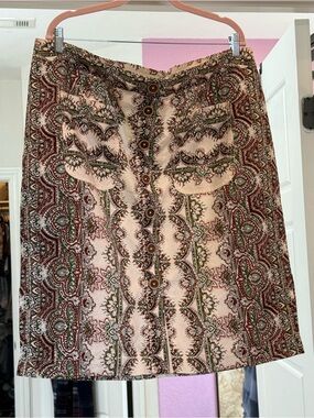 Maeve Cream Mini Skirt with Red & Green Paisley